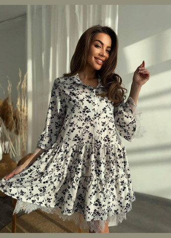 Білий біла сукня з мереживом в квітковий принт 42-44 No Brand