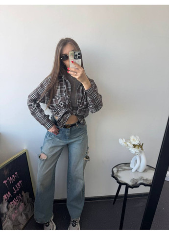 Жіноча картата сорочка oversize з довгим рукавом Україна (353492978)