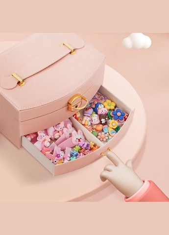 Скринька SP-01279 Pink для прикрас і ювелірних виробів дворівнева з дзеркалом і ручкою 2 шт. Casegrace (352012277)