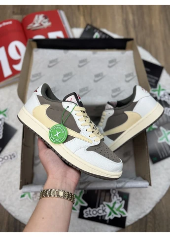Комбіновані літні кросівки nike air jordan 1 retro low x travis scott low og reverse mocha найк аір джордан No Brand
