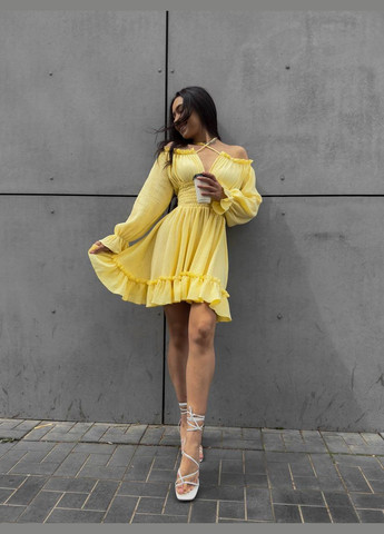 Желтое кэжуал платье N.Family однотонное