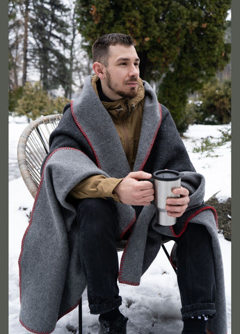 Плед-одеяло шерстяное тёмно-серое/серое (A-025233) Love You (324834771)