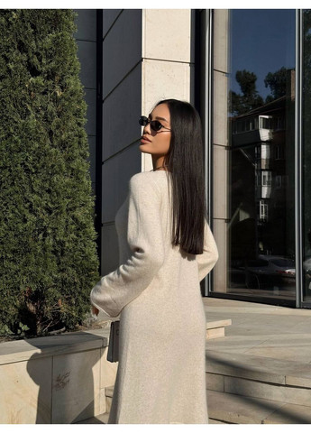 Бежева повсякденний, кежуал преміум сукня з ангори та шерсті 💎💎💎 сукня светр Україна однотонна