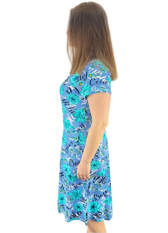 Синя повсякденний, домашній, пляжна сукня на рік бірюзові квіти Жемчужина стилей з квітковим принтом