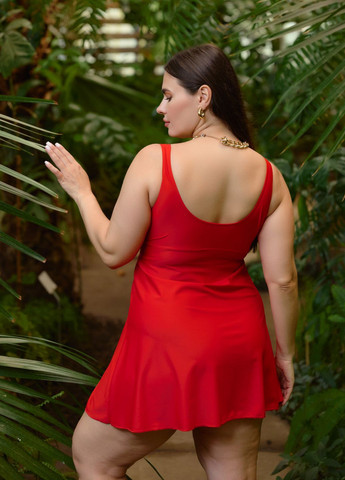 Червоний демісезонний роздільний купальник плаття низ високі труси купальник-сукня, роздільний Ods