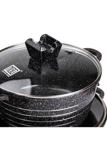 Набор из 5 алюминиевых кастрюль 2.5/4/5/7/9 литров с толстым дном, черный MGC (340907798)