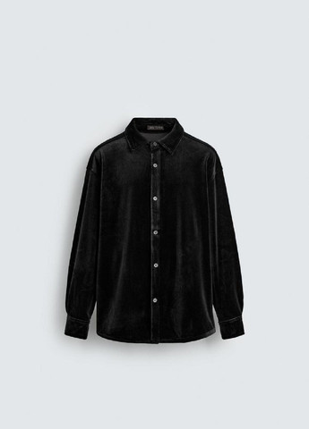 Черная рубашка однотонная Zara