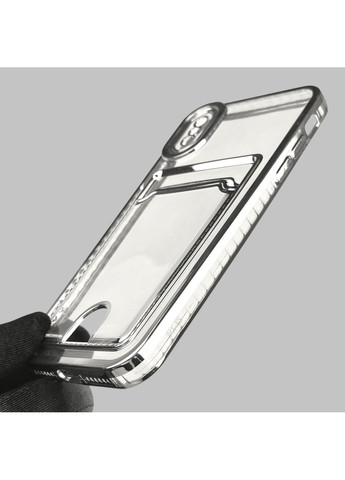 Чехол для iPhone X с серебряной окантовкой с карманом для карт на айфон Х серебряный Apple (366023529)