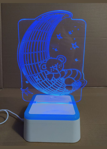 Нічник 3D світильник 3д Ведмедик на Місяці No Brand (342064458)