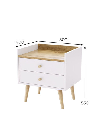 Тумба 2 скандинавська Asgard 500x550x400 Білий діамант/Дуб крафт золотий (AG07011200000) Art In Head (337309124)