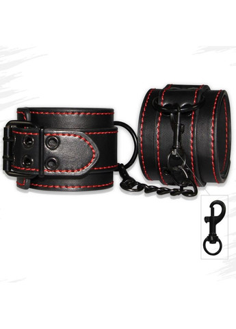 Чорні наножники з червоною строчкою для любовних ігор "Pleasure ankle cuffs" Lovetoy (302671026)