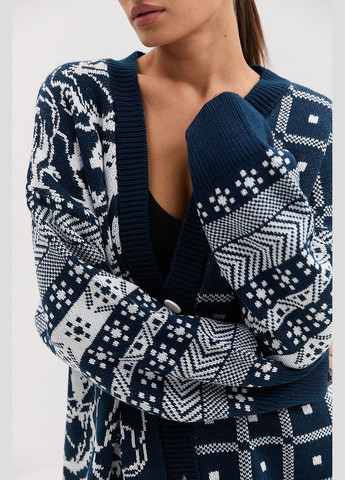 Жіночий в'язаний кардиган вишневий оверсайз з квітковими і геометричними візерунками Arjen (317233841)