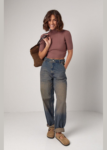 Женская укороченная водолазка с коротким рукавом 23116 Lurex - (299232482)