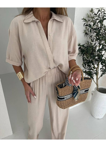 Лляний костюм жіночий (сорочка + штани) Україна (355889645)