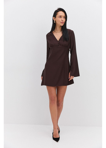 Коричневое вечернее атласное платье короткое Arjen