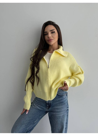 Желтый женский свитер на молнии Osoblyva