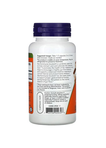 Пробіотики і пребіотики Saccharomyces Boulardi, 60 вегакапсул Now (334706263)