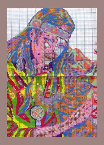 Набір для вишивання за нанесеною на канву схемою "Beauty and wolf pup".AIDA 14CT printed, 38*48 см Joy Sunday (313613095)