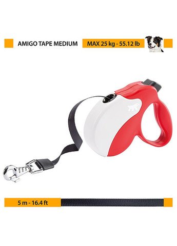 Поводок - рулетка для собак с лентой Amigo Tape (Ферпласт Амиго Тейп) 15 x 3.6 x h 14 cм - M, Ferplast (298053755)