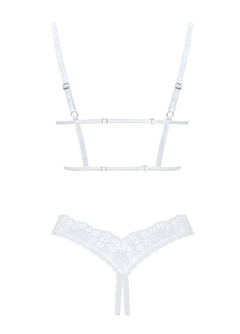 Белый демисезонный комплект с открытым бюстом и трусиками heavenlly set otwarte Obsessive