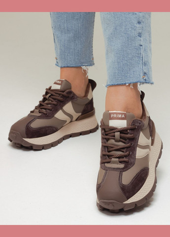 Кроссовки женские на платформе Prima d'Arte кофейные всесезоны (302209592)