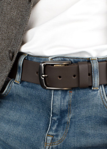 Ремень мужской под джинсы кожаный HC-4056 (125 см) темно-коричневый гладкий HandyCover (285742847)