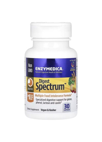 Комплекс для Поддержки при Пищевой Непереносимости Digest Spectrum - 30 капсул Enzymedica (293965324)