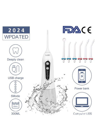 Портативный ирригатор Oral Irrigator (Black) для чистки зубов и десен (+6 насадок) Portable 203 (314765759)