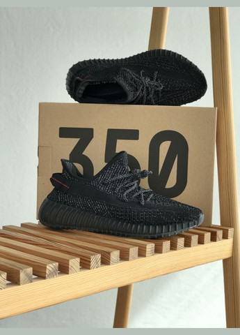Кросівки жіночі і чоловічі Adidas Yeezy boost 350 reflective black | Адідас Ізі буст 350 рефлективні чорні No Brand чорні демісезони (307397788)
