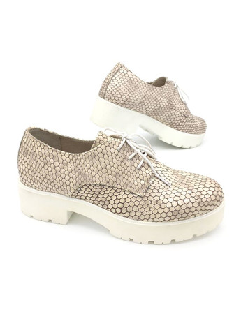 Fashion Кожаные женские туфли на шнуровке, бежевого цвета. 39 (25см) броги бежевый з натуральная кожа, украина — демисезон (348472379)