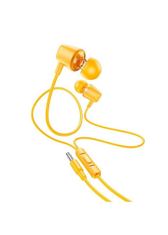 Навушники стерео з мікрофоном M107 Discoverer universal earphones with mic жовті Hoco (283022534)