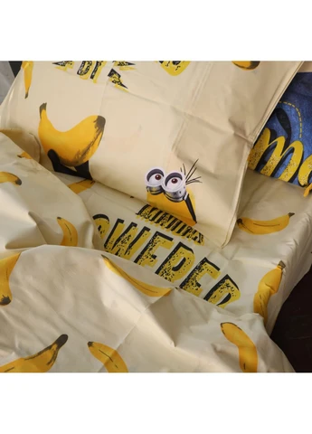 Комплект постільної білизни Бязь JUNIOR 17-0808 Minions and bananas Полуторний Євро Mirson (399965246)