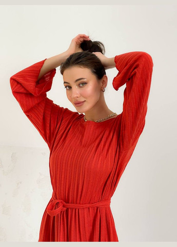 Красное повседневный, кэжуал базовое легкое мини платье-туника Vakko однотонное