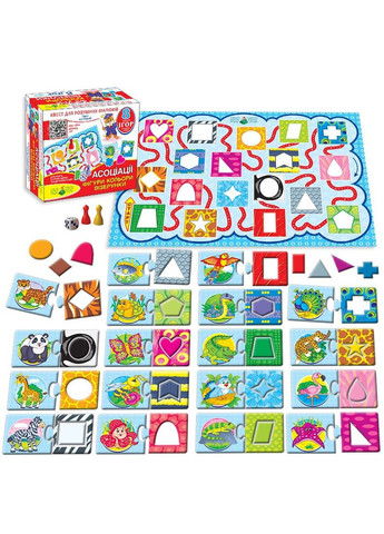 Дитяча настільна гра-квест "Фігури, кольори" 84429, 8 варіантів ігор ЕНЕРГІЯ ПЛЮС (334154414)