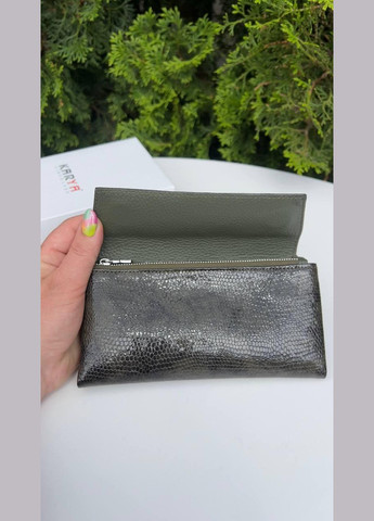 Кошелек женский купюрник натуральная кожа лак на магнитах Турция оливковый Karya (341322920)