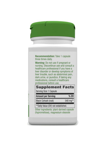 Клопогон, 540 мг, Black Cohosh, 100 вегетарианских капсул. Nature's Way (315146274)