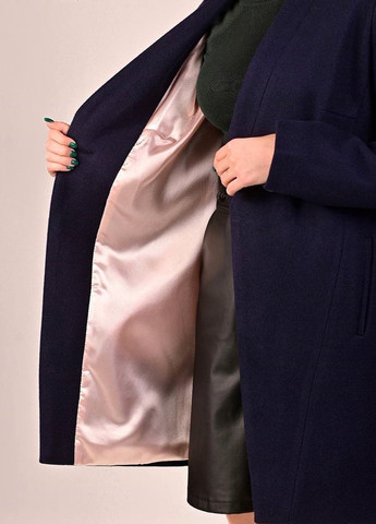 Синее демисезонное Женское легкое пальто Sofi прямого крою на одну пуговицу FS