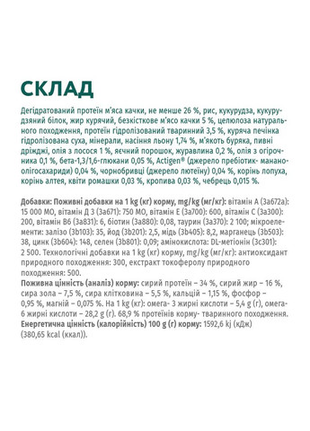 Сухий корм для котів Adult Hairball Control для виведення шерсті з качкою 200 г B1890701 Optimeal (338378063)