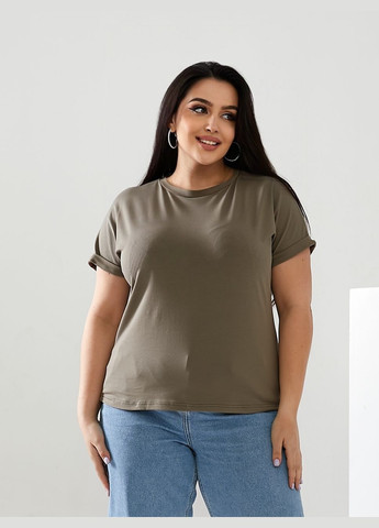 Хакі (оливкова) всесезон базова футболка з коротким рукавом No Brand