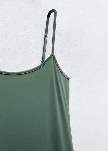 Серо-зеленое повседневный платье Zara однотонное
