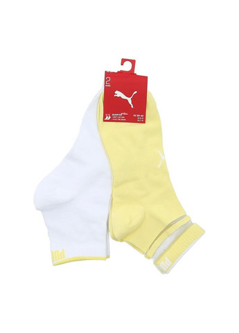 Білі шкарпетки women's short structure 2-pack white/yellow Puma однотонні (333961988)