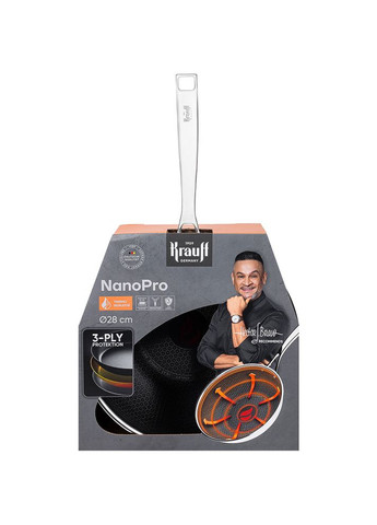 Сковорода WOK NanoPro 3-ply 28 см Silver/Black(25-305-213) Krauff (324021462)