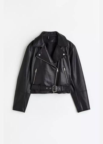 Чорна демісезонна куртка зі штучної шкіри H&M