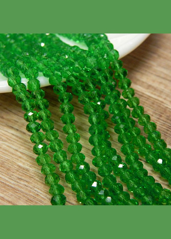 Бусины хрустальные Рондель, 4х3 мм, прозрачные, зеленые, 120 шт No Brand (340484597)