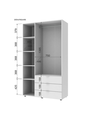 Шкаф распашный для одежды Гелар 116,2х49,5х203,4 см Графит (DRS-011108) Doros (361998961)