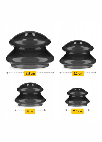 Вакуумні масажні банки MED+ силіконові для тіла (китайські/атницелюлітні банки) 4 шт Black 4FIZJO (322966278)