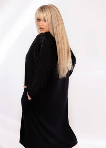 Чорна повсякденний стильна жіноча сукня з написом No Brand з написами