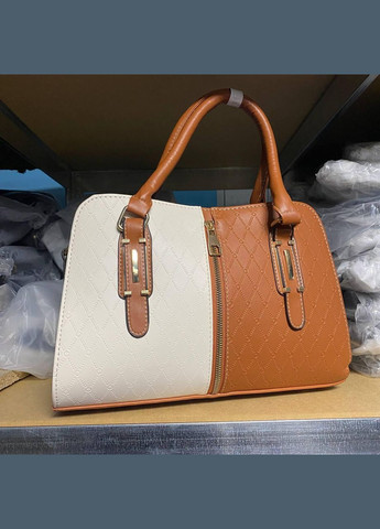 Стильна жіноча сумка на плече з геометричним візерунком із еко-шкіри біло-чорна різнокольорова (sku_612КБ) No Brand (330576568)