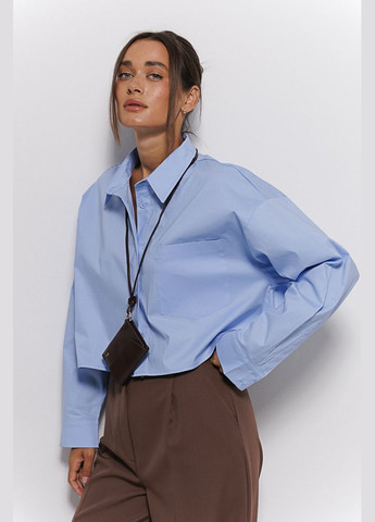 Укорочена жіноча сорочка чорного кольору Arjen (300591998)