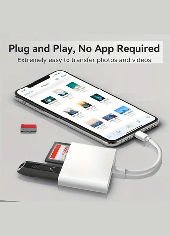 Универсальный кард-ридер 3-в-1 (SD/TF/CF) с Type-C и USB-портами, OTG-адаптер для телефонов, ноутбуков и др. No Brand (360983334)
